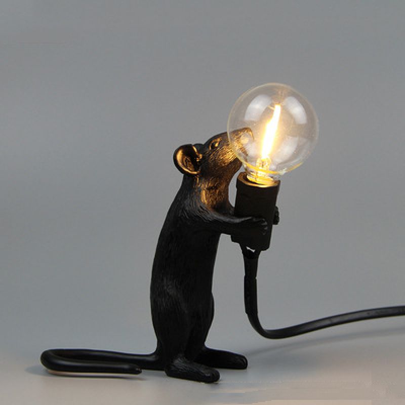 Originelle Maus-tischleuchte Aus Kunstharz, E14 Led – Dekorative Maus-lampe Für Nachttisch, Büro, Wohnzimmer – Geschenkidee