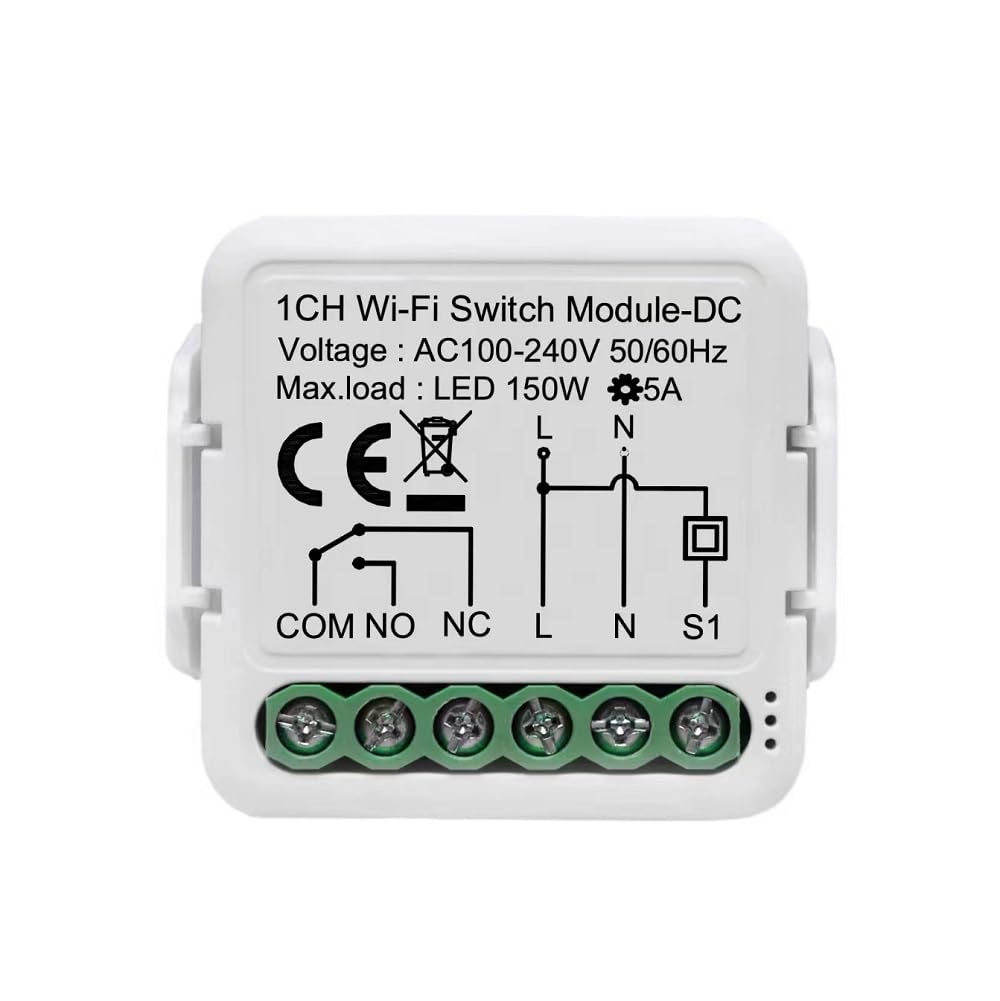Tuya 1-kanal-wlan-relaismodul Mit Potentialfreiem Kontakt, Dc 12/24 V Und Ac 100–240 V, Intelligenter Schalter, Kompatibel Mit Alexa Und Google Home
