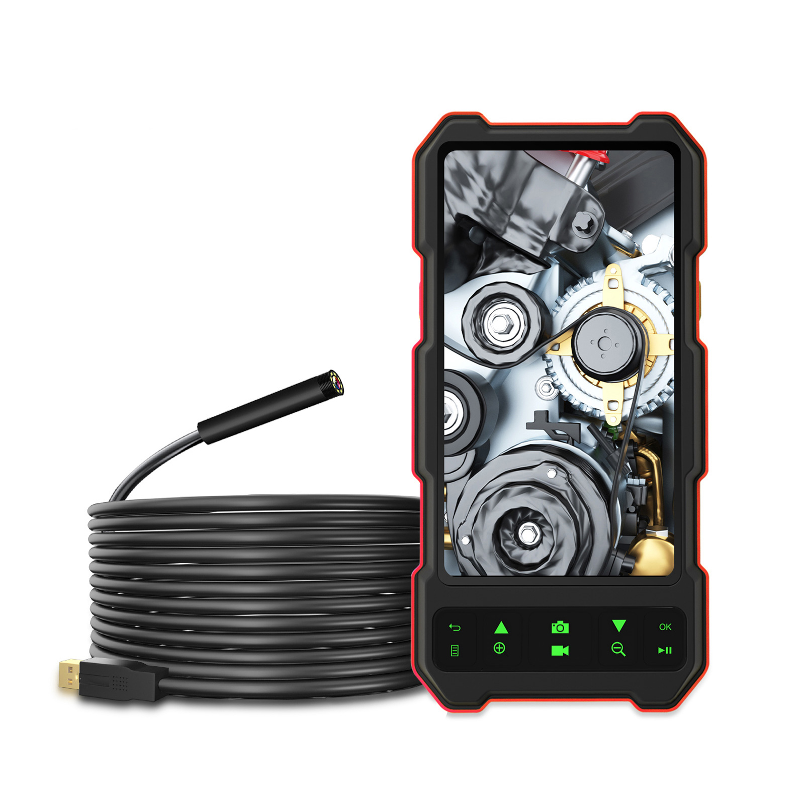 Industrielle Inspektionskamera (1080p), Ip67 Wasserdicht, 4,5-zoll-bildschirm, 5 M Flexibles Endoskop Mit 6 Leds Für Installateure