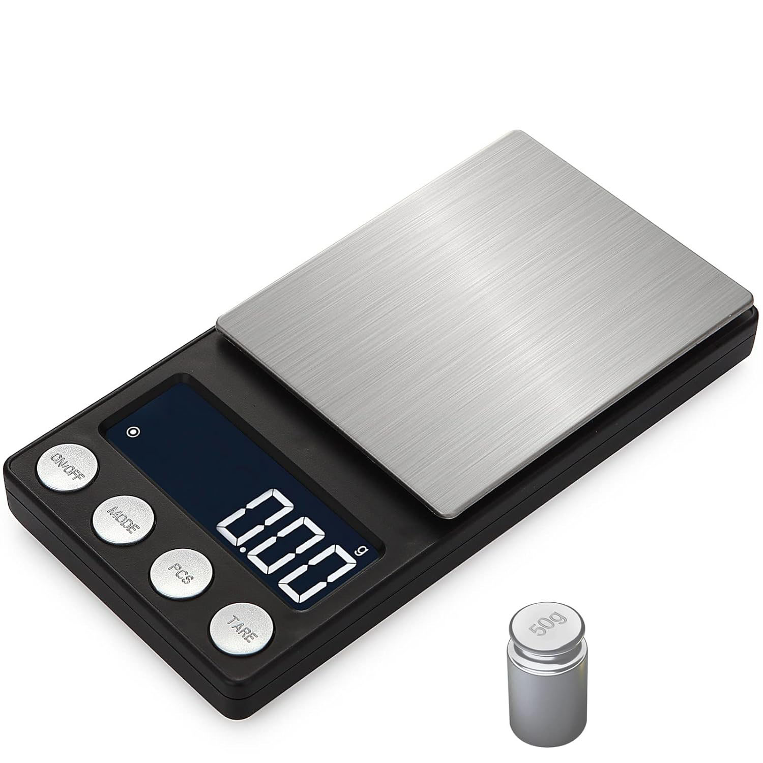 Elektronische Taschenwaage Mit Einer Genauigkeit Von 0,01 G Und Einer Plattform Aus Edelstahl Für Schmuck, Gold Und Medikamente.