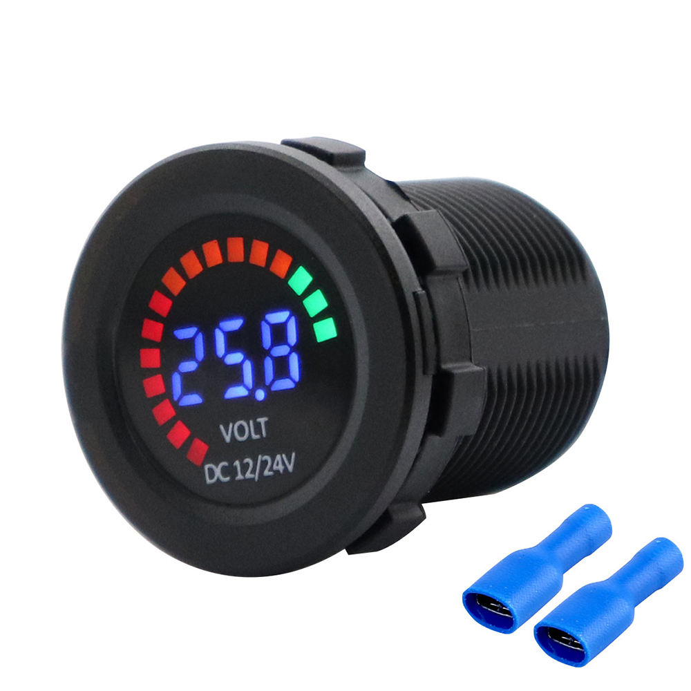 Digitales 12/24v Dc-voltmeter Mit Farbiger Led-anzeige, Akustischem Niederdruckalarm, Wasserdicht, Für Auto, Motorrad, Lkw, Boot Oder Schifffahrt.