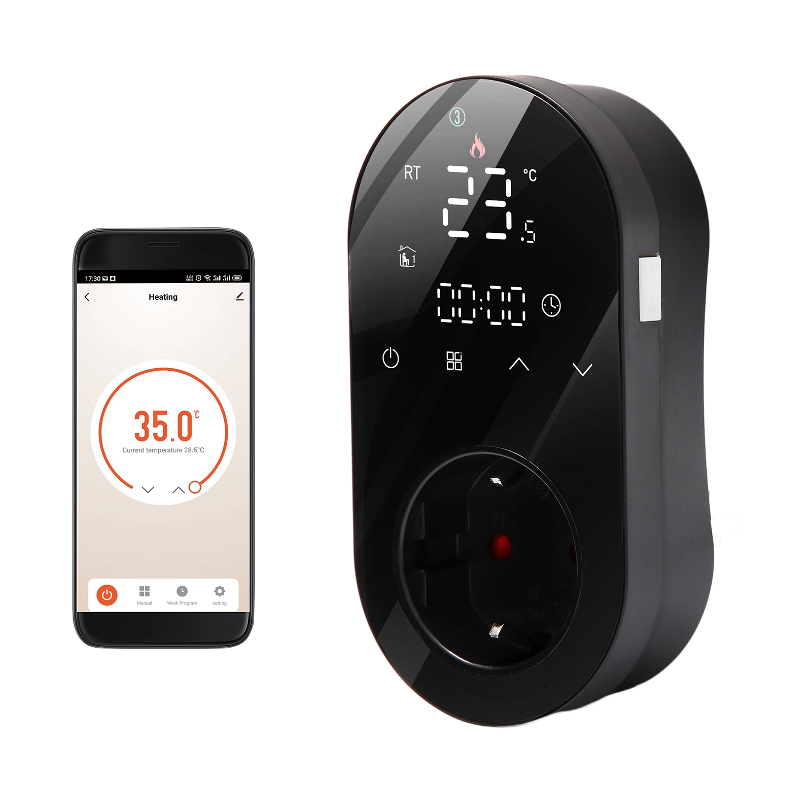 Tuya 16a Wlan-temperaturregler Mit Sprachsteuerung, Heiz- Und Kühlfunktion, 5+1+1-stufiger Temperaturregelung (sechs Perioden), Led-touchscreen, Steuerung Für Heizkörper Und Lüfter