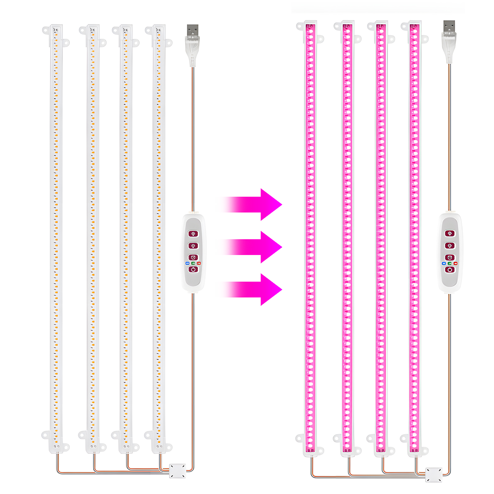 Led-streifen Für Den Pflanzenanbau, 8 W, 168 Leds, 826 Lm, 8-h/12-h/16-h-timer, 5 Helligkeitsstufen, Hydrokultur-gewächshäuser Für Sukkulenten, 4 Streifen