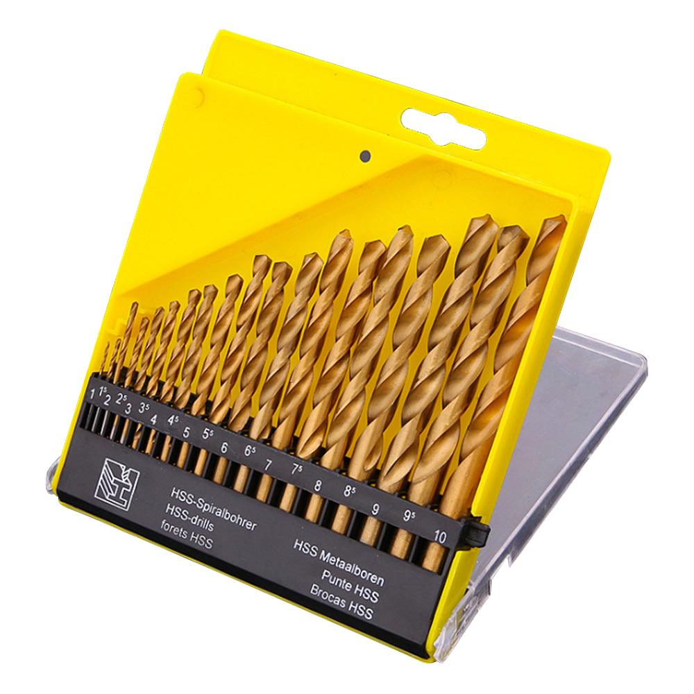Set Mit 19 Hss-spiralbohrern Mit Geradem Schaft Zum Bohren Dünner Bleche Aus Aluminium, Holz Und Kunststoff.