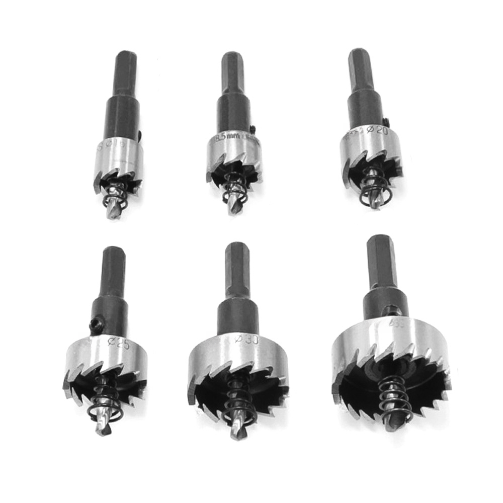 Set Mit 6 Hss-bohrern (hochgeschwindigkeitsstahl) In Den Größen 16/18,5/20/25/30/35 Mm Für Edelstahl, Kupfer, Aluminium, Fiberglas Und Holz.