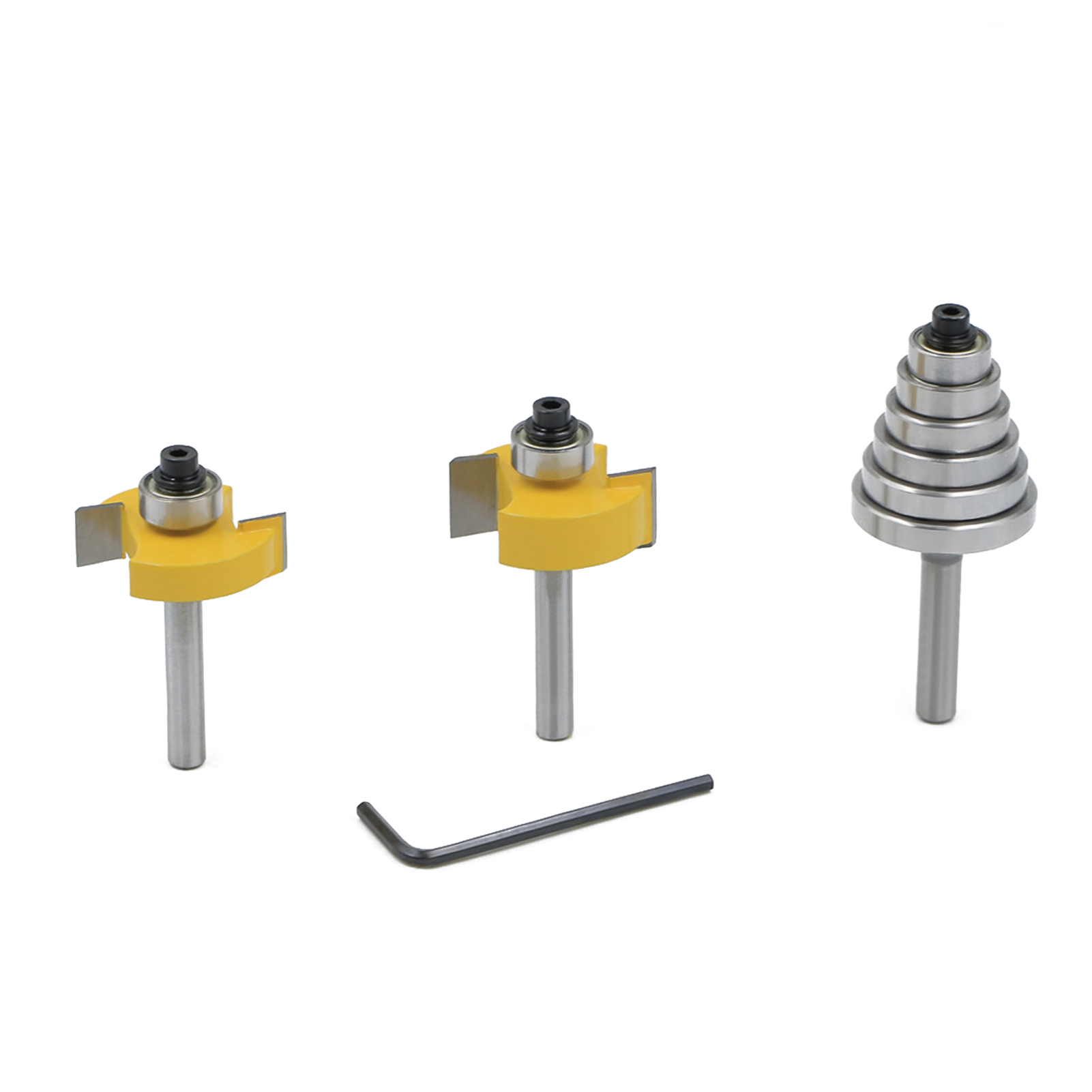 Set Aus 3 Falzfräsern Mit 6 Mm Schaft Und 6 Austauschbaren Lagern Für Die Holzbearbeitung