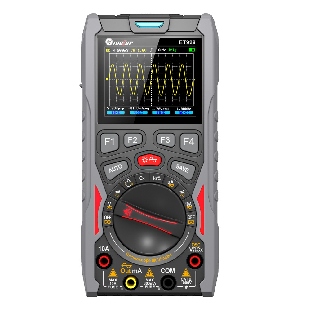 Tooltop Et928 3-in-1 Tragbares Oszilloskop, Multimeter Und Signalgenerator. Große Speicherkapazität, Geringer Stromverbrauch, 12 Mhz, 50