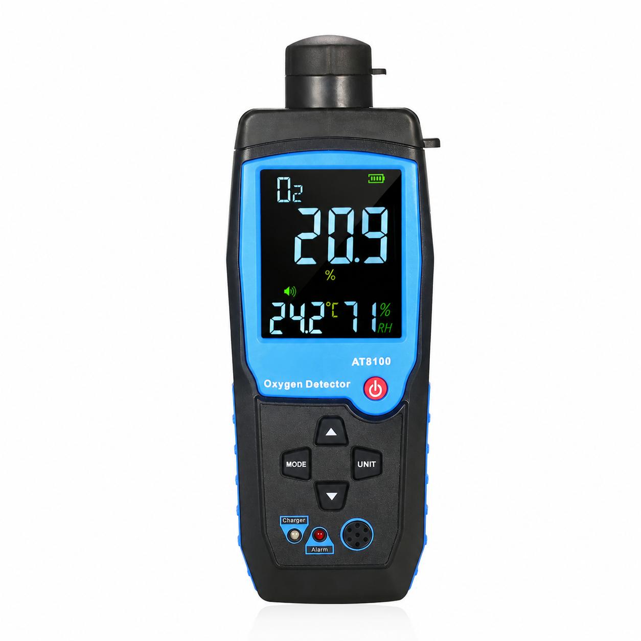 Tragbares Sauerstoffmessgerät 0–25 %, Genauigkeit 0,1 % – Digitaler Analysator Mit Akustischem Und Optischem Alarm, Display