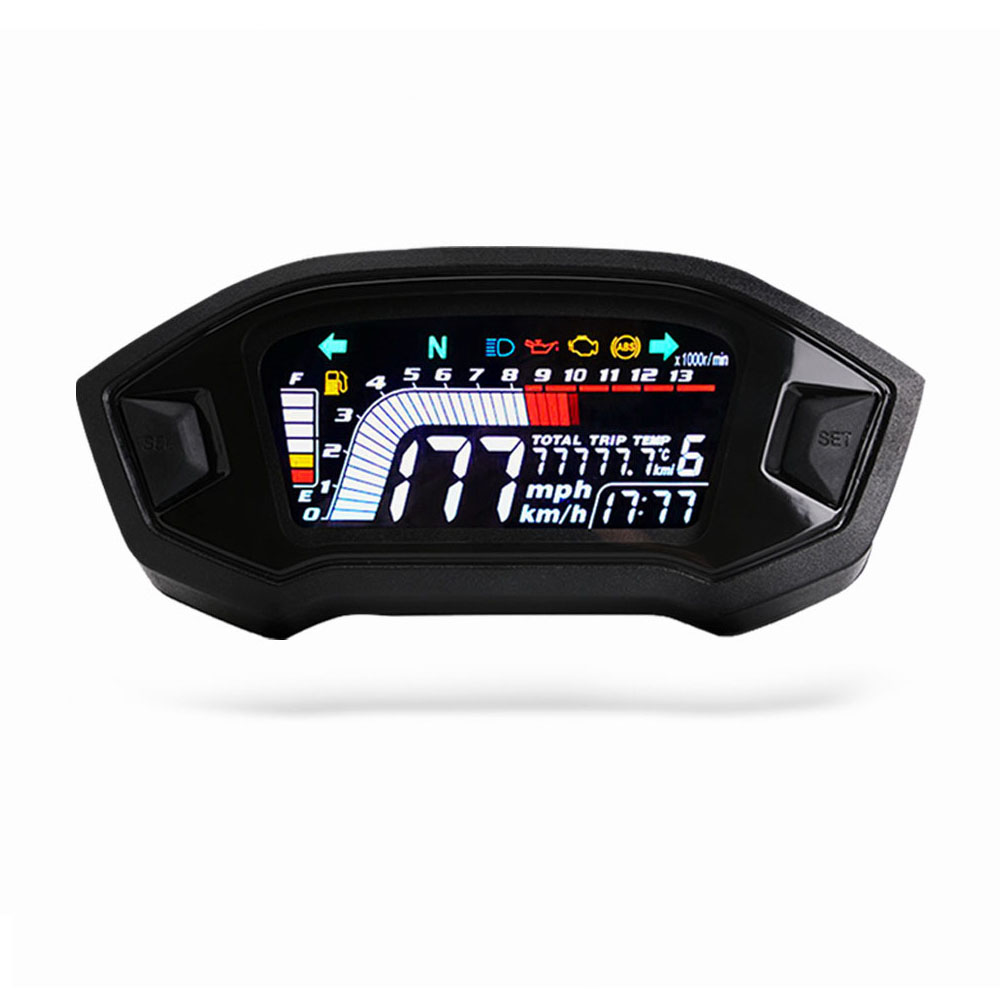 Universeller Motorrad-tachometer, Drehzahlmesser, Digitaler Lcd-kilometerzähler, Tankanzeige, 14.000 U/min, 199 Km/h, 1-, 2- Und 4-zylinder-motoren