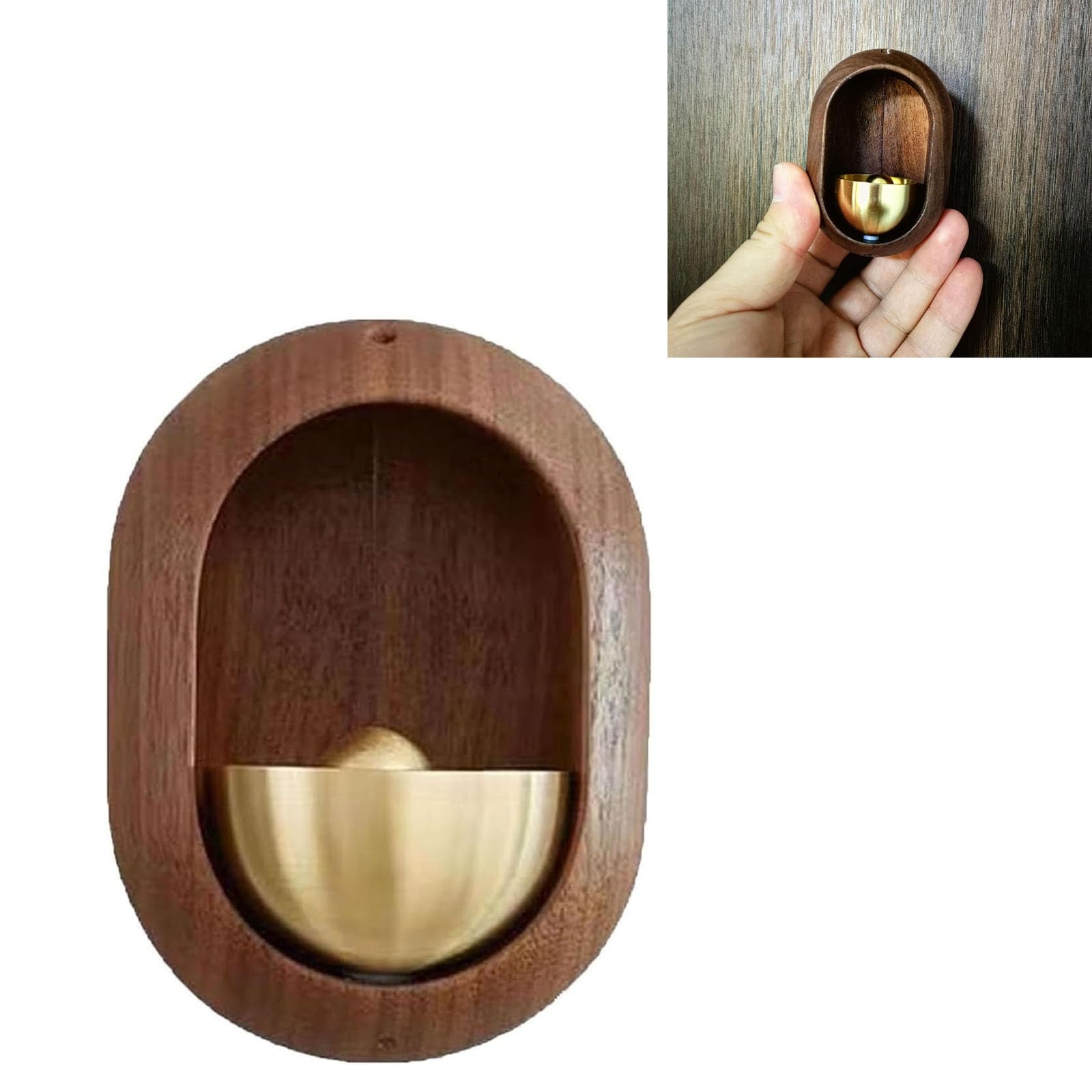 Türklingel Aus Holz Mit Walnuss- Und Messingakzenten Für Ladeneingänge, Japanisches Retro-windspiel, Kein Bohren Erforderlich, Klebemontage
