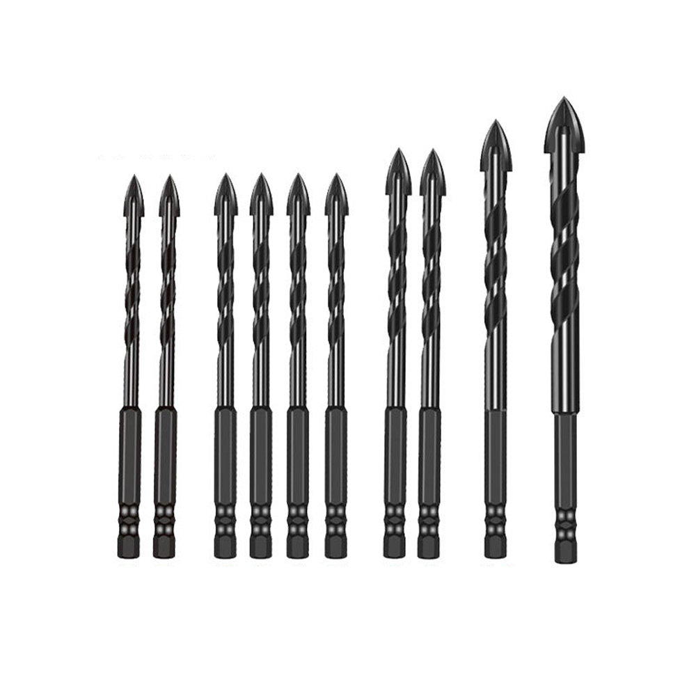 Set Mit 10 Yg8-hartmetall-vierschneiderbohrern Zum Bohren Von Marmor, Fliesen, Wänden Und Ziegeln. Für Nass- Und Trockenbohren Geeignet.
