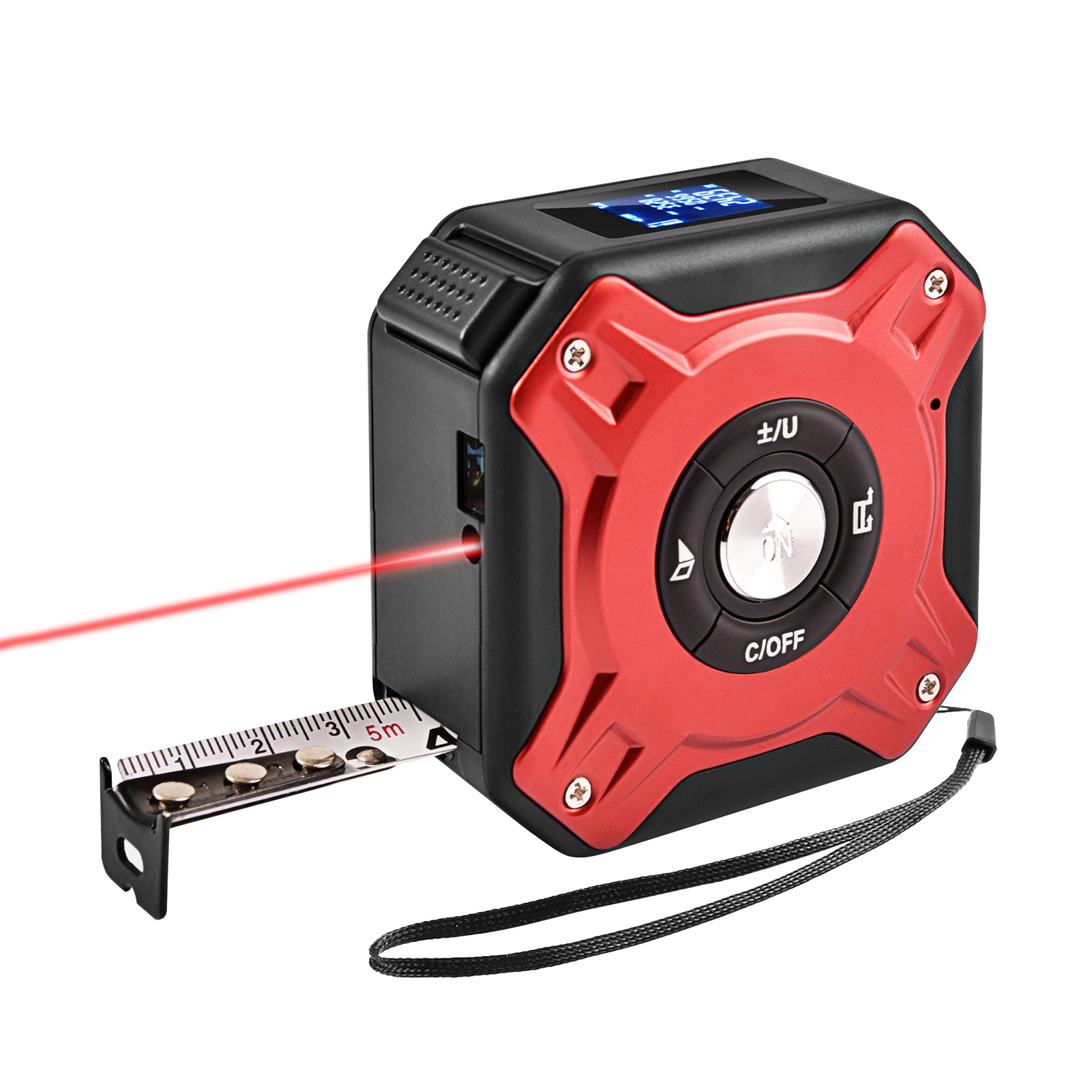 Wiederaufladbarer 40-m-laser-entfernungsmesser Mit 5-m-digitalmaßband – Distanzmesser Mit Pythagoreischer Berechnung, ±2 Mm Genauigkeit