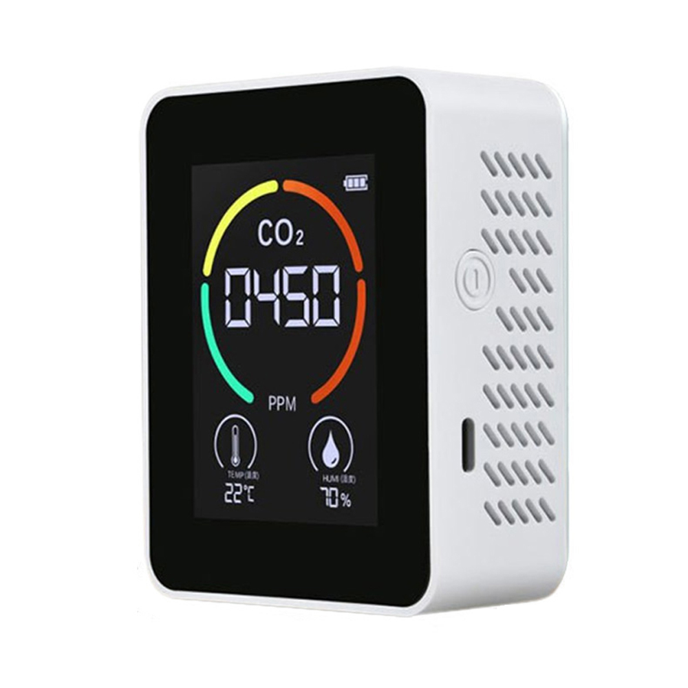 Infrarot-co2-monitor Mit 1200-mah-akku, Tragbarer Kohlendioxid-detektor Mit Optischer Warnfunktion