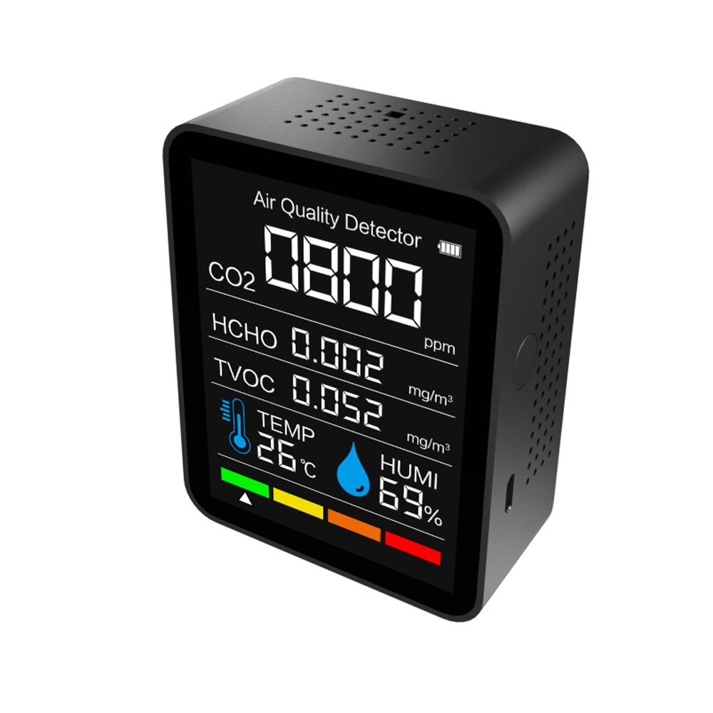 Tragbarer 5-in-1-co2-detektor Mit App – Raumluftqualitätsmonitor, Präziser Kohlendioxidsensor