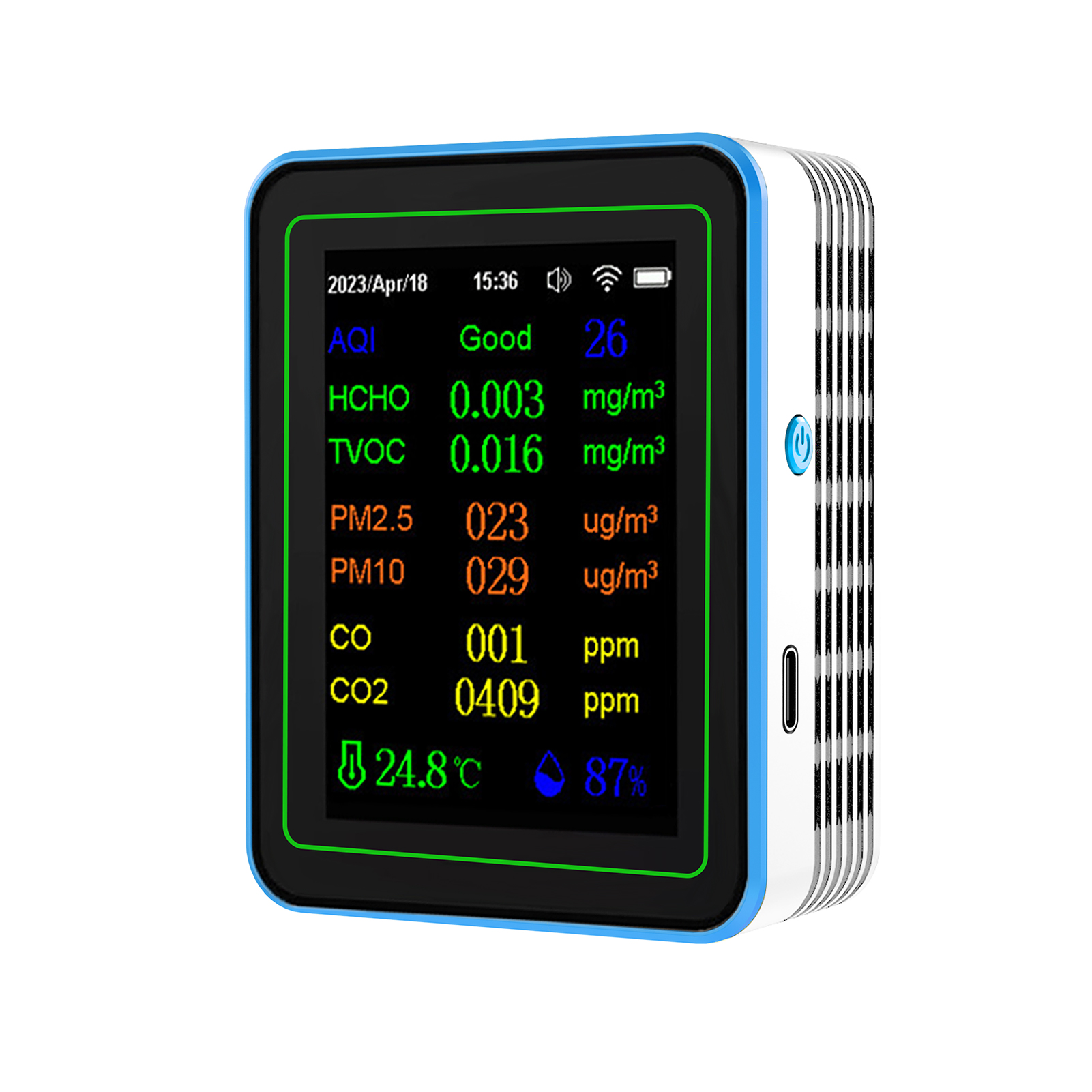 Tragbarer Co2-detektor Mit Hochpräzisem Sensor – Pm2,5-luftqualitätsmonitor Für Zuhause, Büro Und Schule