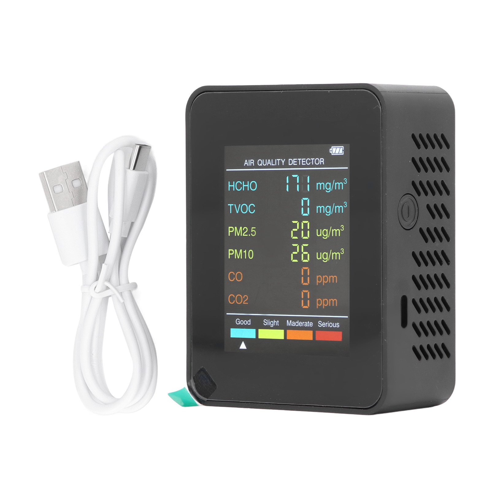 Tvoc Innenraumluftqualitätsmonitor Co2 Pm2.5 Detektor Tragbarer Monitor Mit Hintergrundbeleuchtung Für Zuhause Und Baby