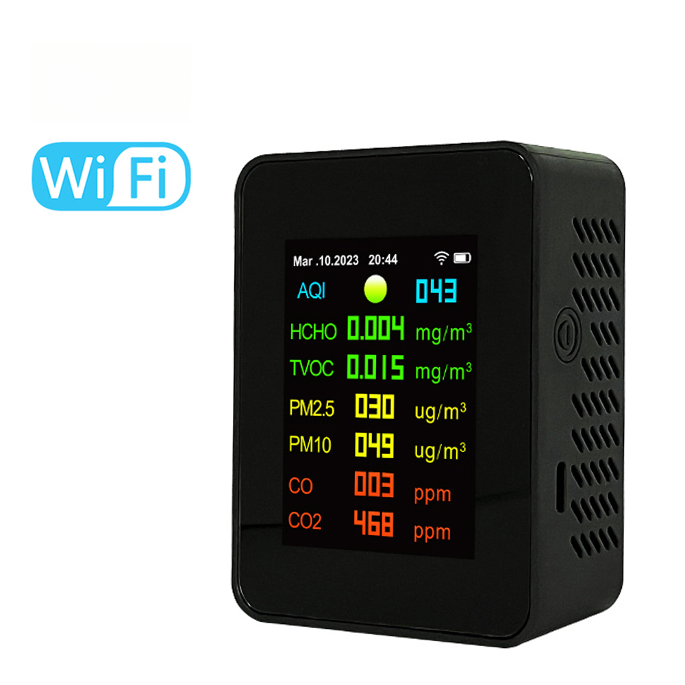 7-in-1 Tragbarer Co2-detektor Pm2.5 Tvoc Hcho Aqi Mit Tuya-app, 2,76-zoll-tft-bildschirm Für Zuhause, Büro, Gewächshaus