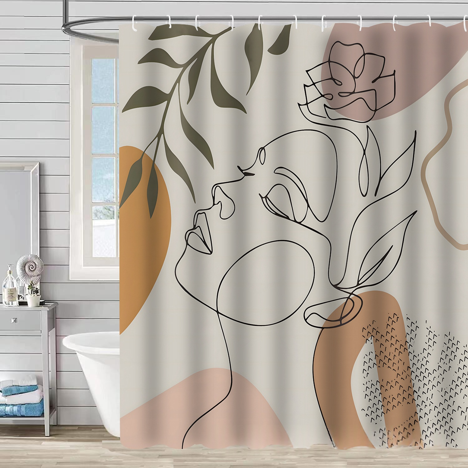 Duschvorhang Im Boho-stil, 180 Cm, Wasserdicht, Schmutzabweisend, Mit Ösen Fürs Badezimmer