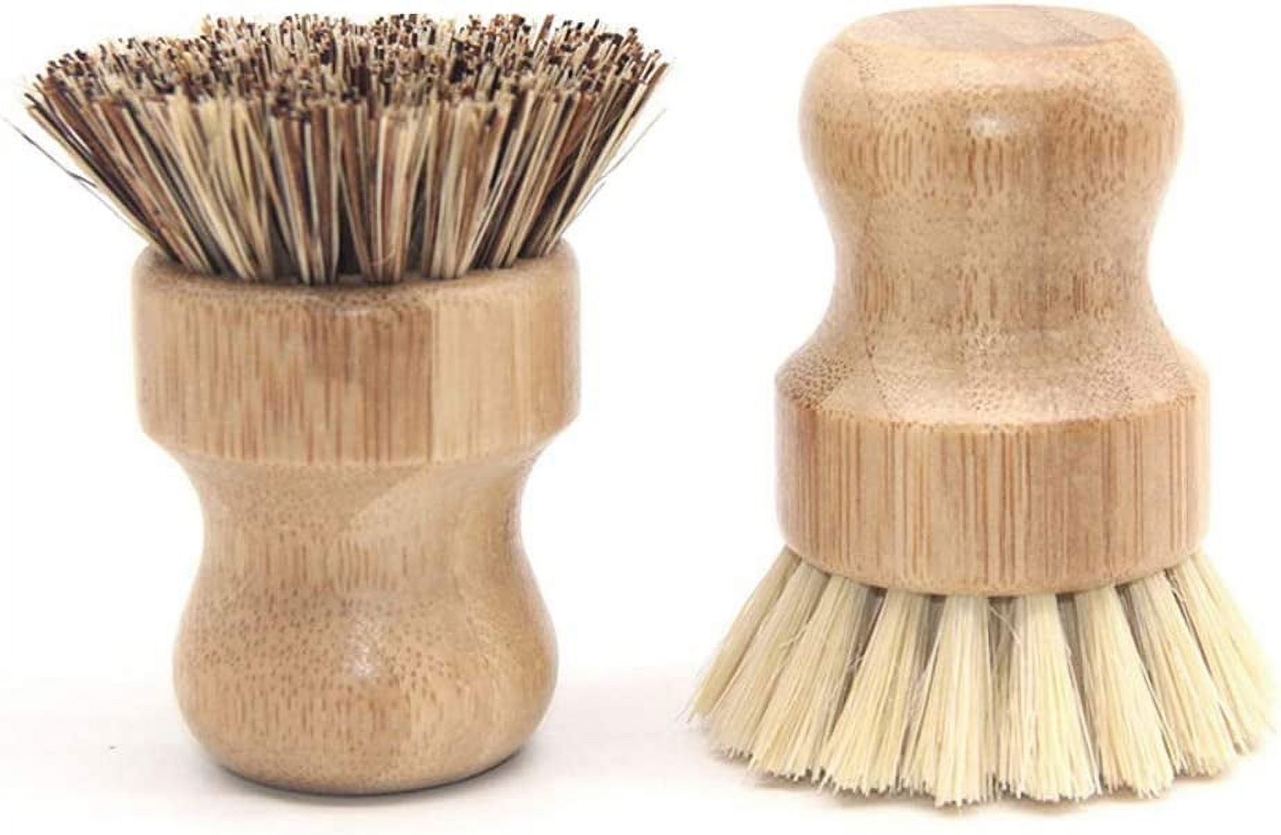 Bambus-spülbürste Für Töpfe, Pfannen Und Gemüse, Umweltfreundlicher Naturholz-scheuerschwamm, Kompakter 8-cm-griff