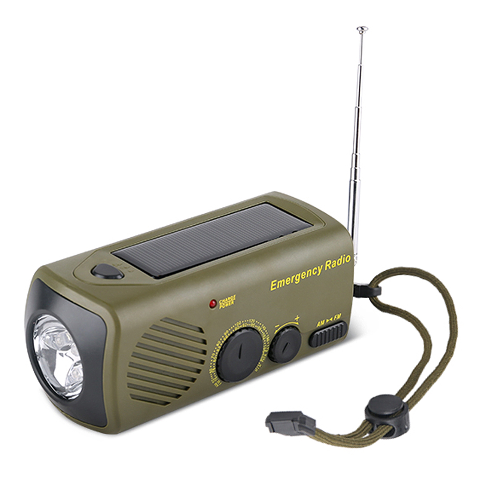 Tragbares Outdoor-notfallradio: Solarladegerät, Handkurbel, Usb-aufladung, Taschenlampe, Sos-alarm, Am/fm-radio