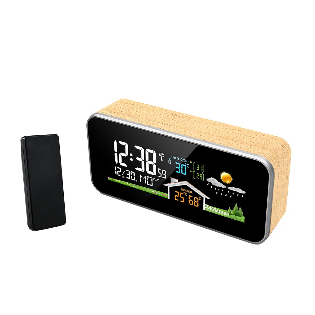 Fanju Zx1005a Wetterstation Für Drinnen Und Draußen, Digitalanzeige, Thermometer, Hygrometer, Einstellbare Helligkeit, Hintergrundbeleuchtung, Wettervorhersage