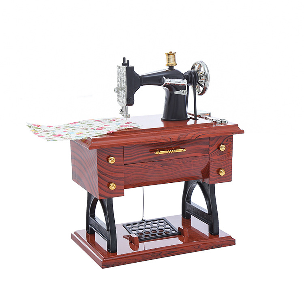 Fußbetriebene Nähmaschine, Spieluhr, Antikes Geschenk, Musikalisches Lernspielzeug, Wohnaccessoires, Trendige Accessoires