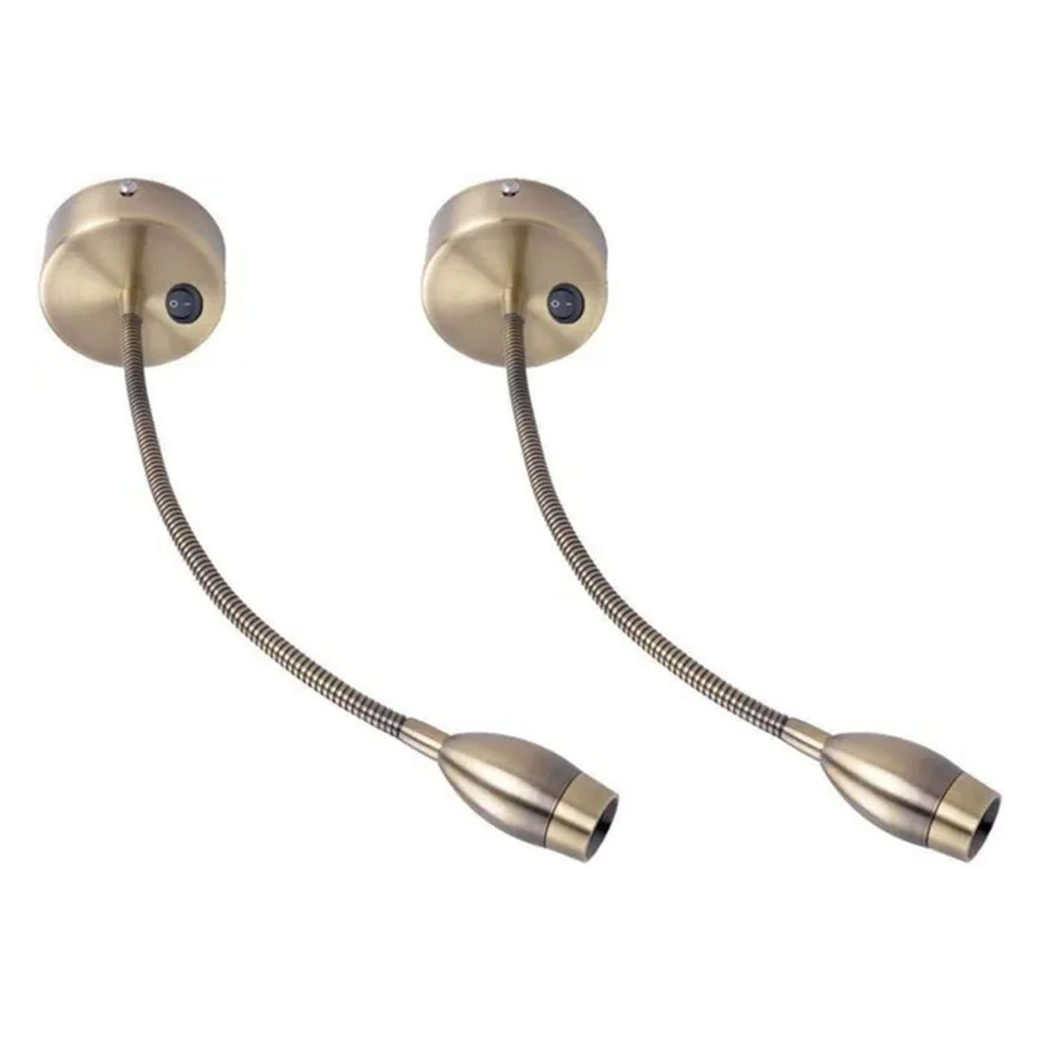 Nettlife Led-wandleseleuchte Fürs Bett, 2 Schwanenhals-bettleuchten, Bronze, 3 W, 3000 K, Kupfer, 360°