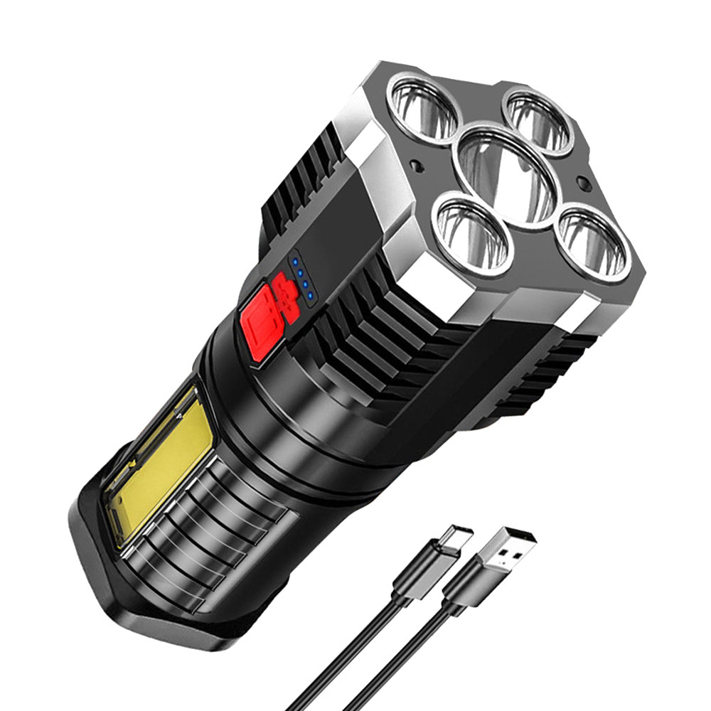 Wiederaufladbare Led-taschenlampe Mit 800 Mah Akku Und Usb-anschluss – Tragbar, 4 Leuchtmodi Mit 360°-beleuchtung Für Camping Und Wandern