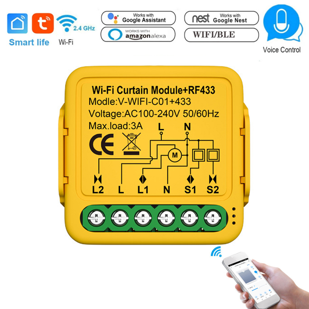 Tuya Wifi 433 Smart Curtain Module, Lamellenschalter, Elektrische Motorisierte Rollladensteuerung, Fernsteuerung Per App