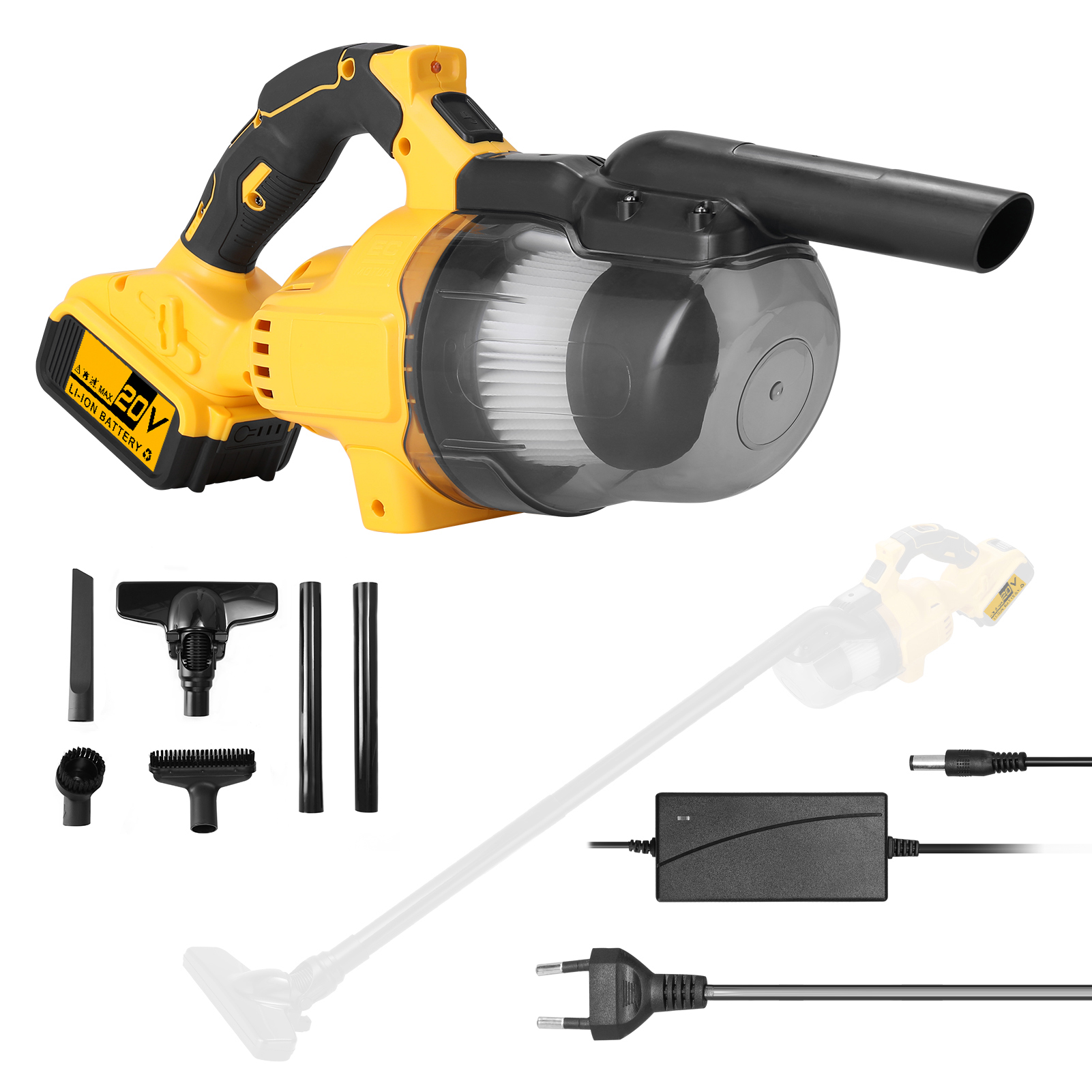 Tragbarer Lithium-autostaubsauger, 9,4 Kpa, 65 Aw, Leistungsstark, Mit Hepa-filter Und Integrierter Led-leuchte.