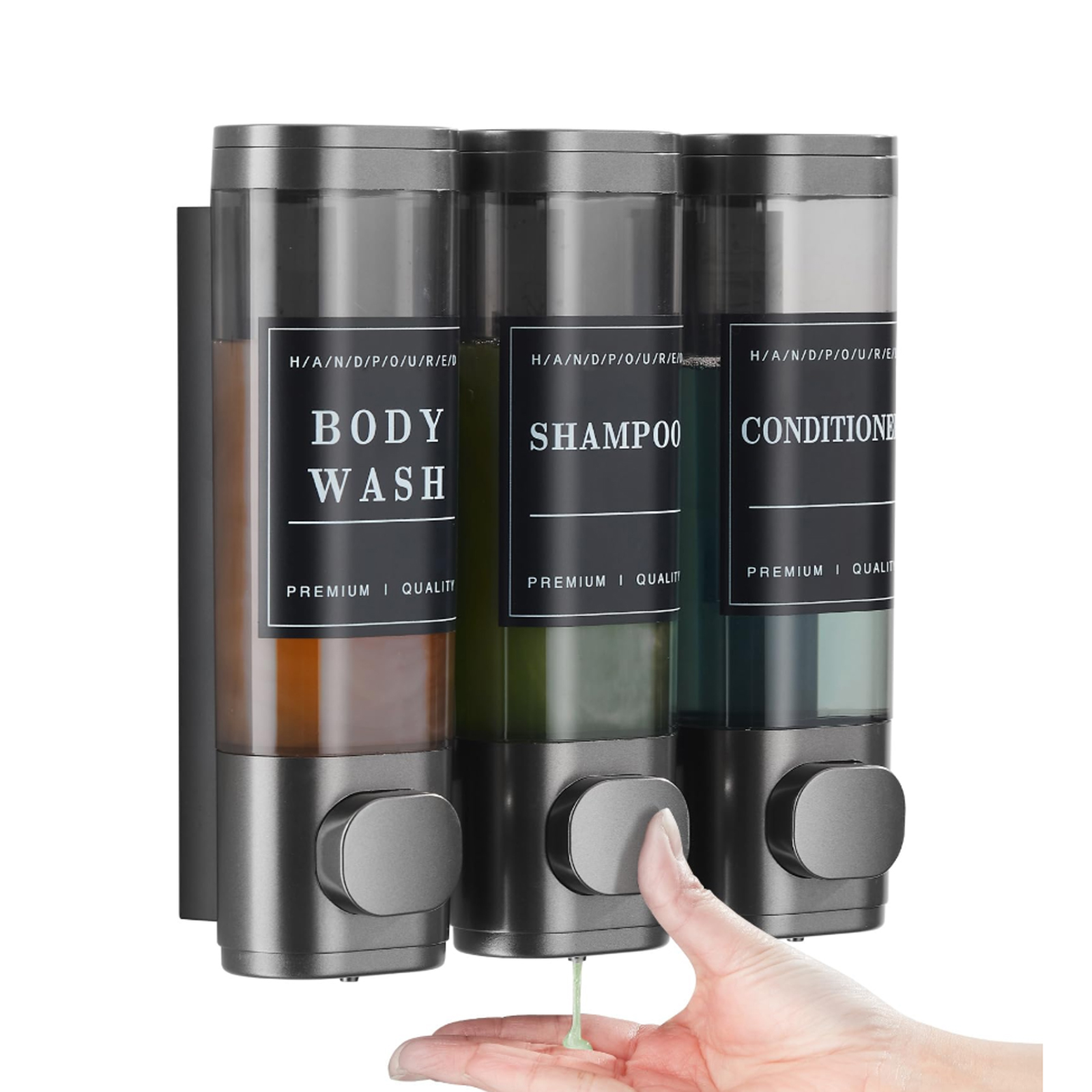 Wandmontierter Seifenspender Mit 3 Pumpen, Kein Bohren Erforderlich, Für Duschgel Und Shampoo, Abs Für Badezimmer