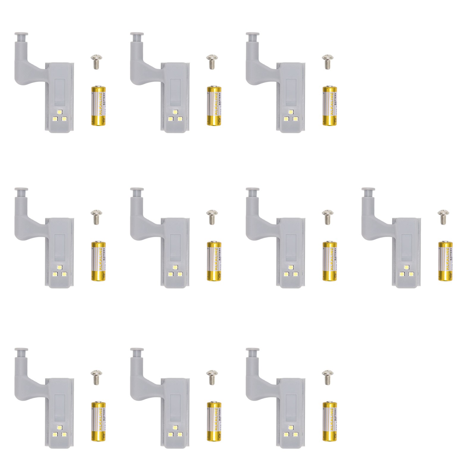 Set Mit 10 Hochhellen, Led-beleuchteten Scharnieren Aus Abs Für Schränke Und Kleiderschränke, Mit 3 Integrierten Leds. Weißes Licht.