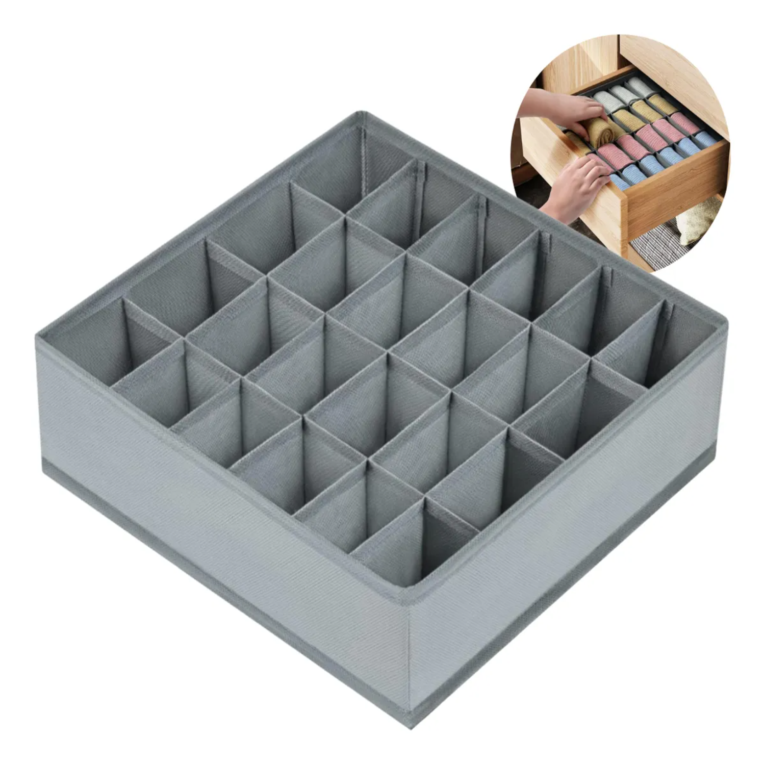 Aufbewahrungsbox Für Unterwäsche Mit 24 Fächern, 32 X 10 Cm, Faltbar, 160 G Vliesstoff, Für Schubladen