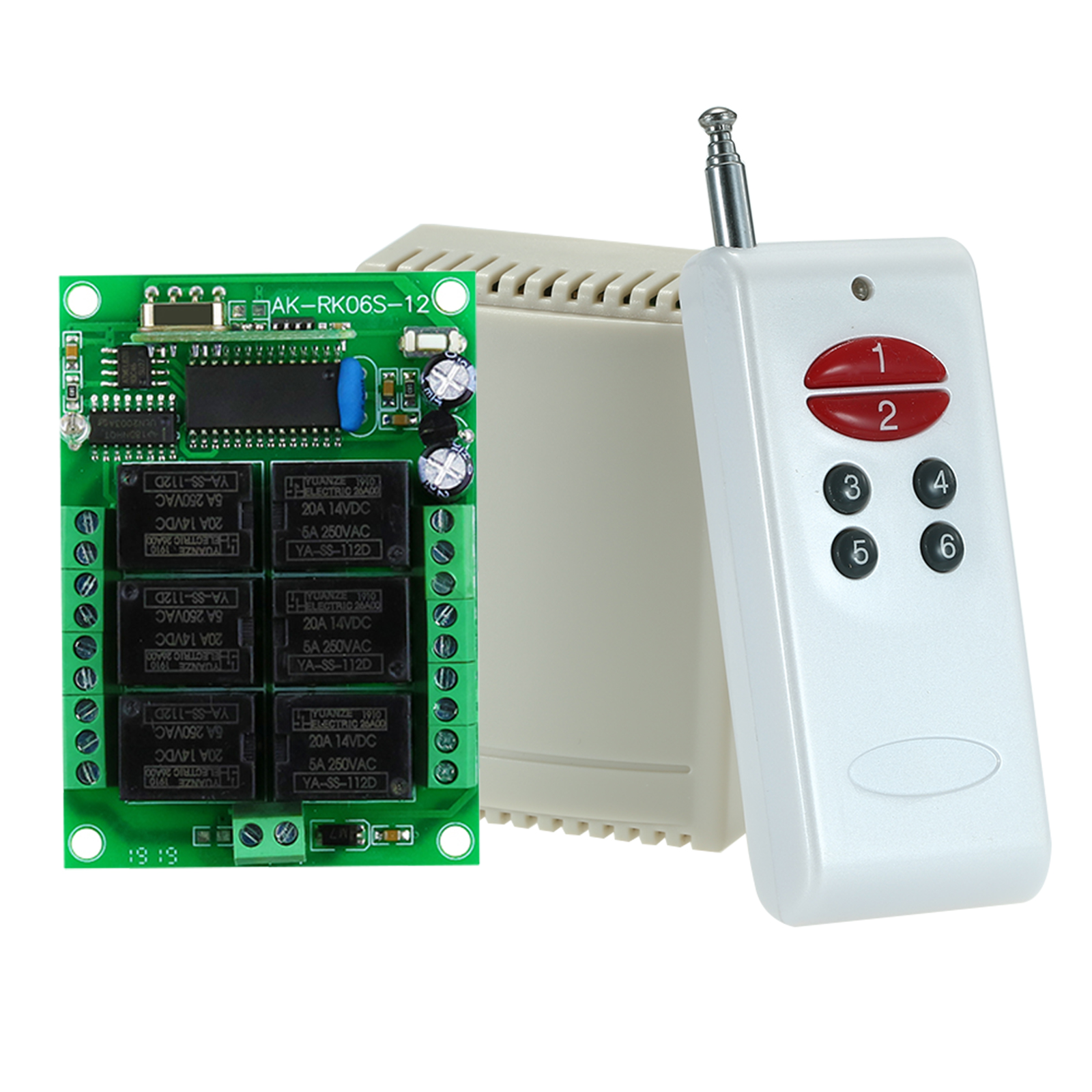 Universelles Rf-funkfernbedienungs-empfängermodul 433 Mhz 12 V Dc 6 Kanäle 10 A Und 1 Festcode-tastatursender (2262 Chip) Für Die Hausautomation.