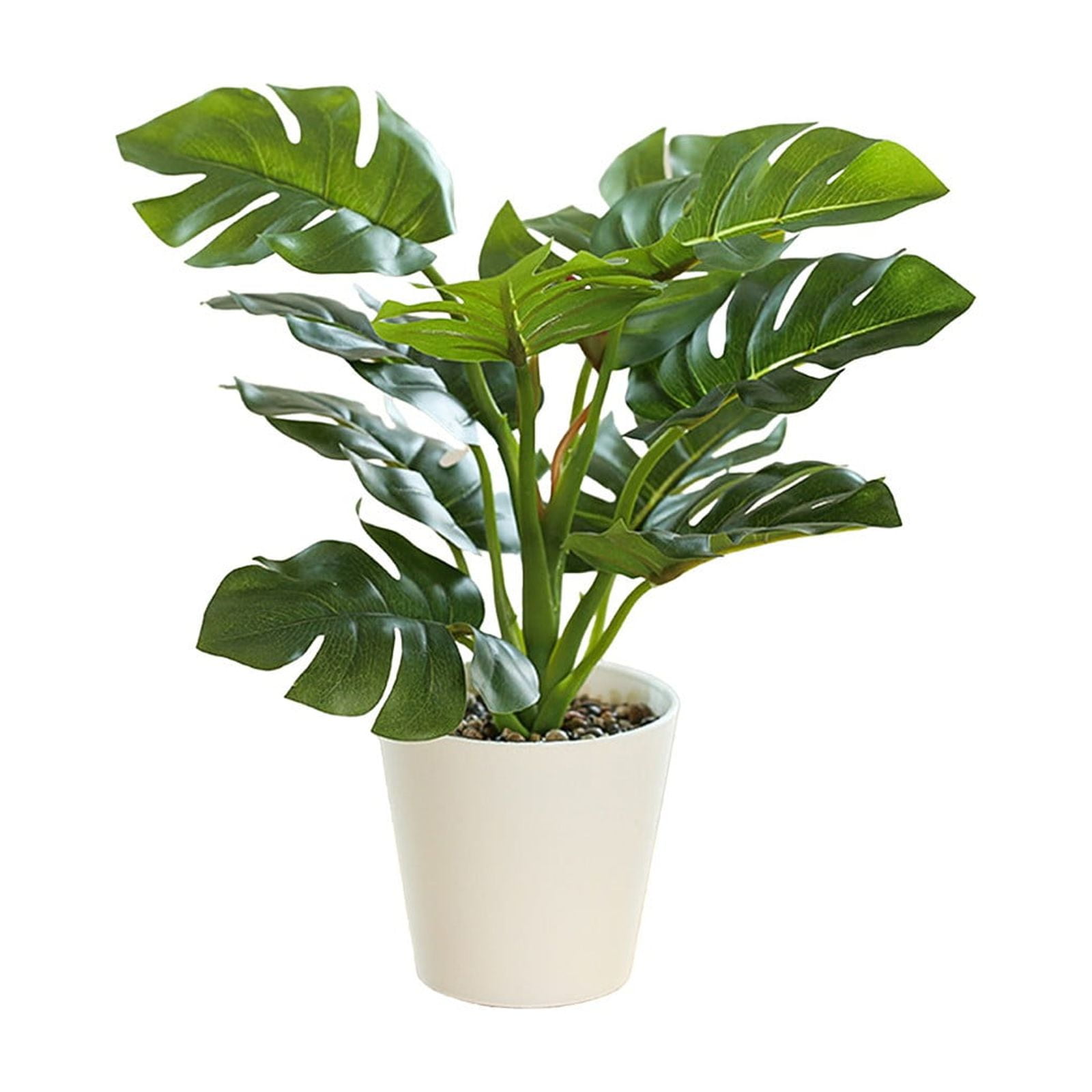 Künstliche Monstera-pflanze Im 20-cm-topf Mit Realistischen Grünen Blättern, Geeignet Für Den Innenbereich Im Büro Oder Wohnzimmer.
