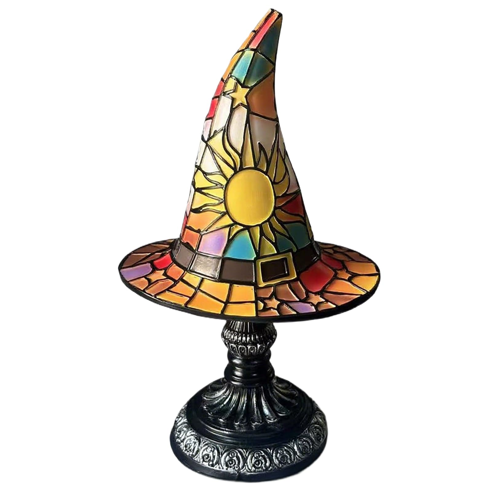 Hexenhutlampe Aus Kunstharz Mit Sanftem Licht – Phosphoreszierende, Kunstvolle Buntglaslampe Für Die Kinderzimmerdekoration