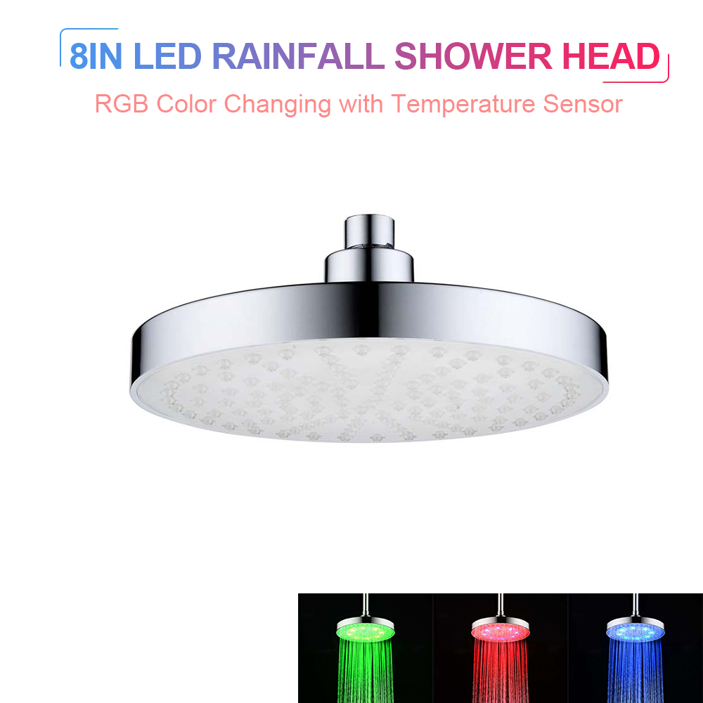 20 Cm Rgb-led-regenduschkopf Mit Thermometer, Batterielos, Für Kinderbadezimmer