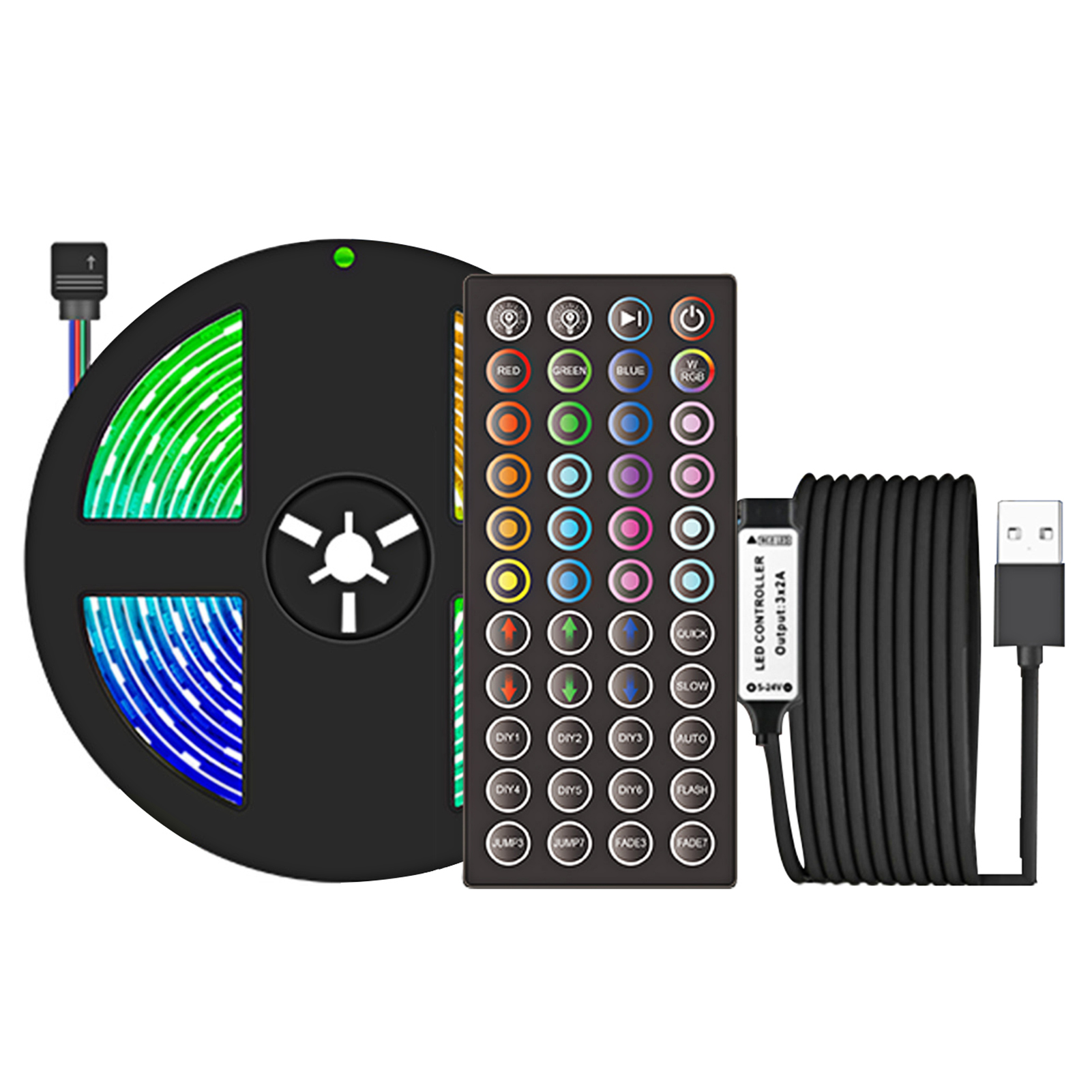 Rgb-led-streifen 5v 30 Leds/m Wasserdicht Ip65 Mit Fernbedienung 20 Farben 6 Modi Für Schlafzimmer, Partys, Wohnzimmer, Dekoration Und Ambiente