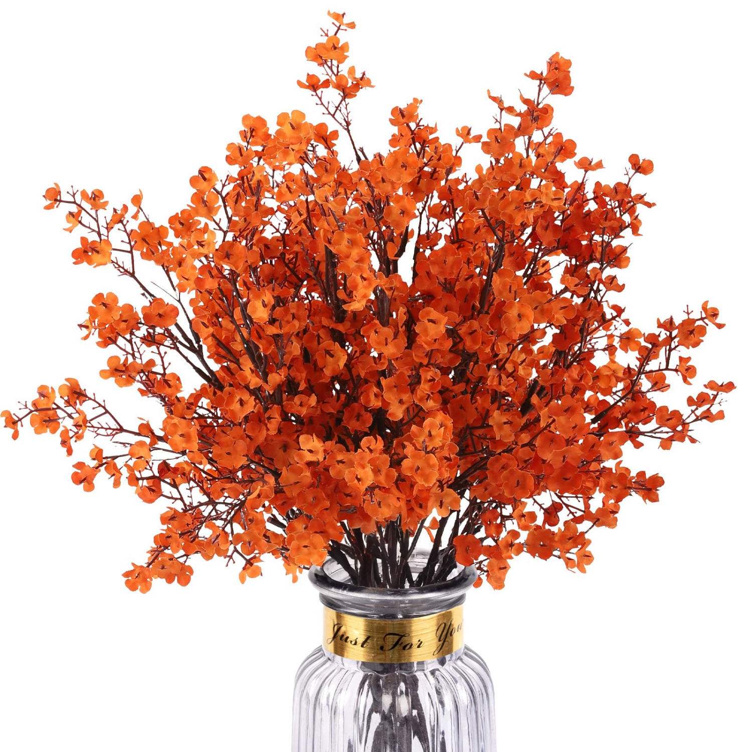 Künstlicher Orangenstrauß, 49 Cm, 8 Stiele, Seidenblumen Für Vase, Flexibler Stiel, Tischdekoration, Herbst