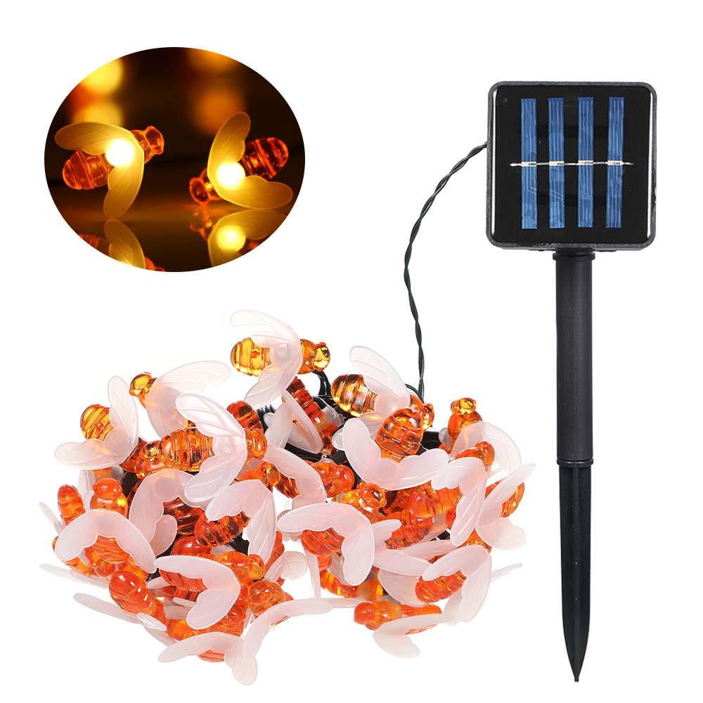 7 M Lange Solar-lichterkette Mit 50 Leds, Bienenmotiv, Ip65 Wasserdicht, Autark – Kabellose Außenbeleuchtung Für Terrasse, Party Und Baum