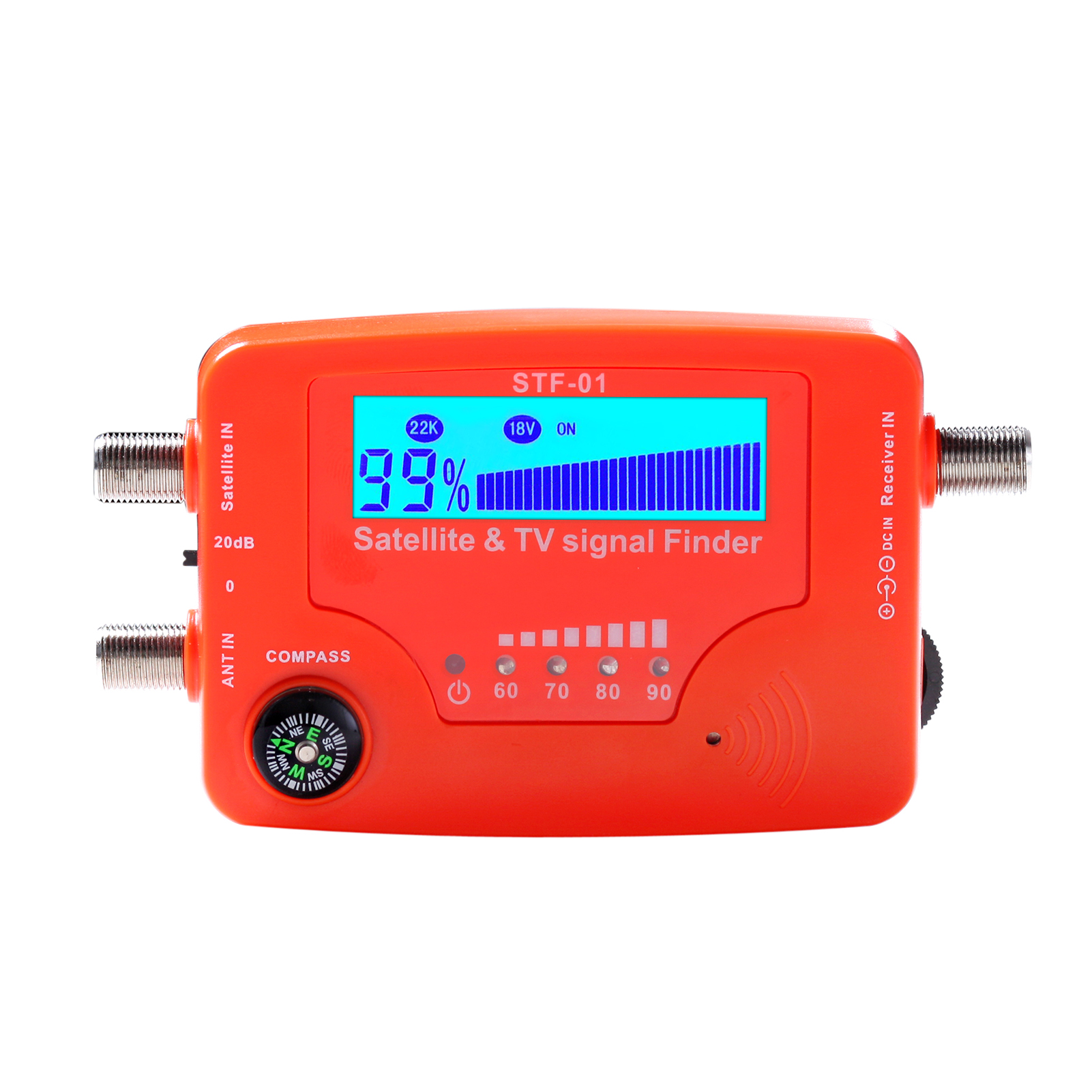 Satellitentester 86 G 127 Mm Dual-display 0-99 % 950-2150 Mhz Mit Kompassalarm Für Dachdecker