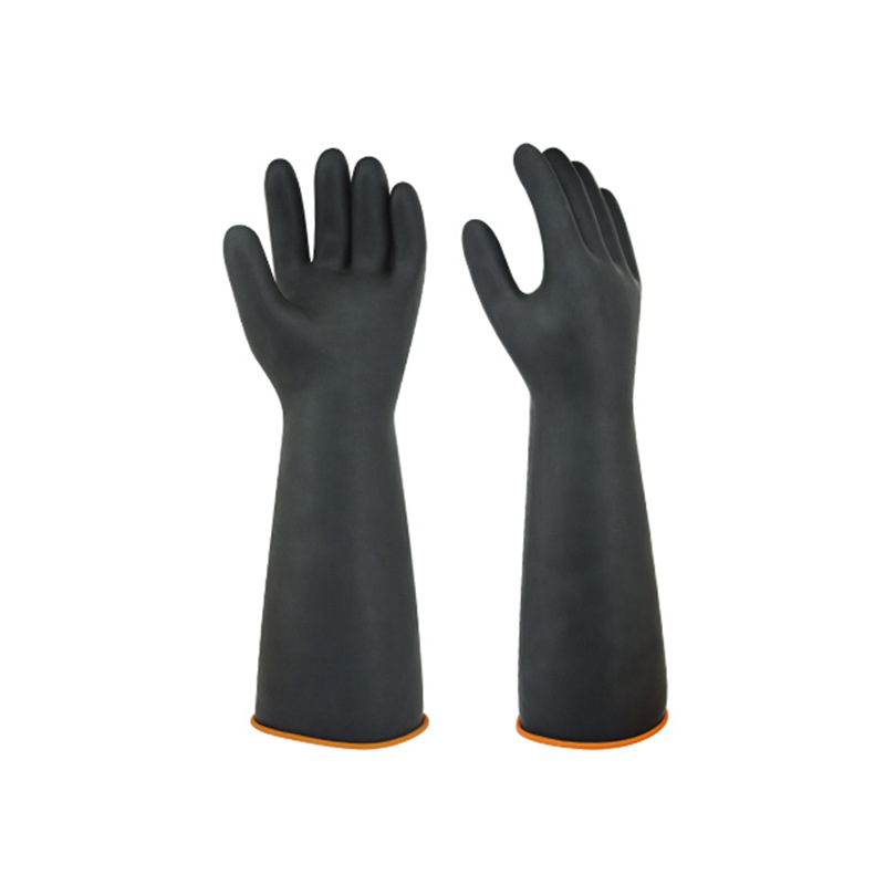Dicke Latex-industriearbeitshandschuhe 55 Cm, Säurebeständig, Wasserdicht Für Baustellen