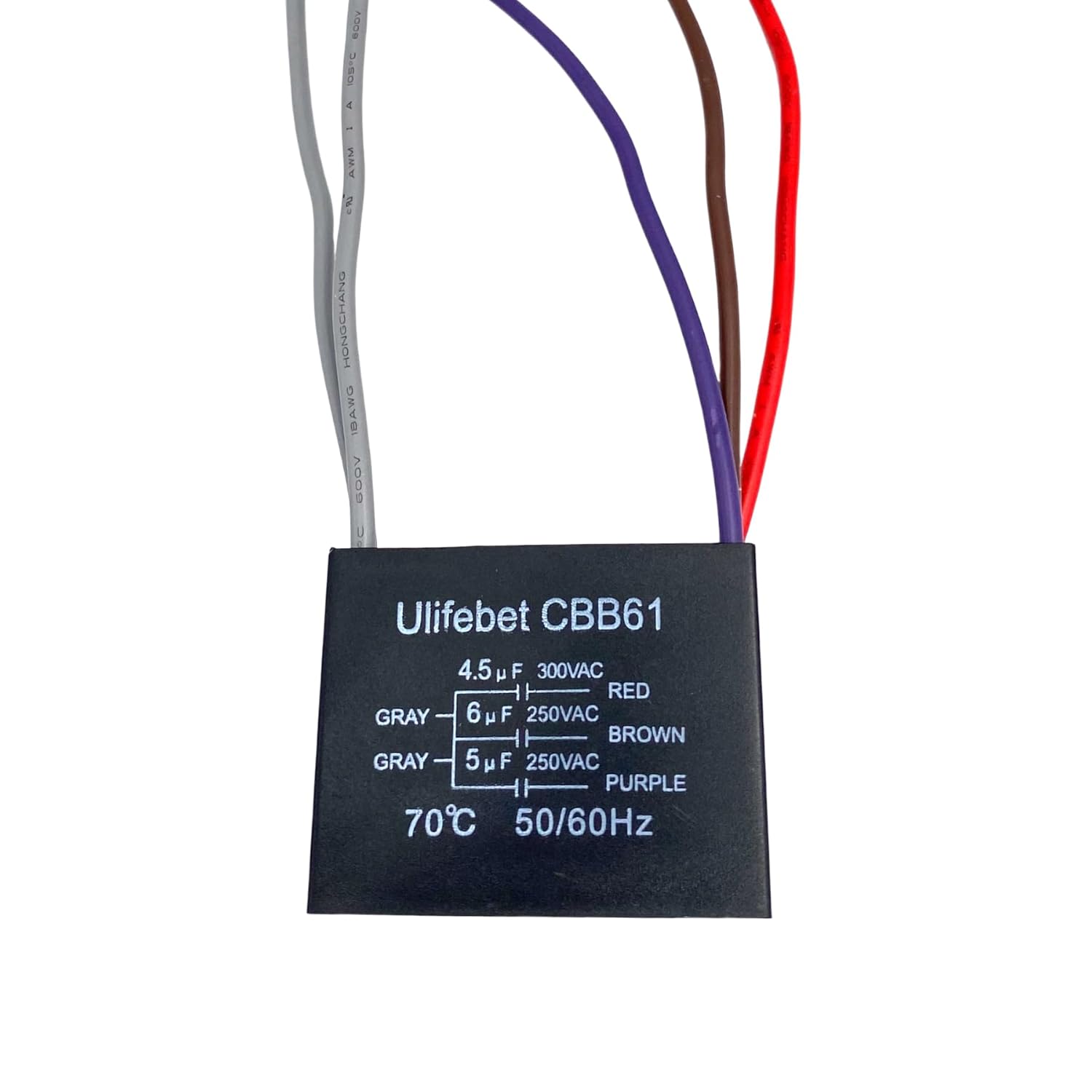 Deckenventilator-kondensator 250 V, 5 Drähte, 3 Werte 4,5 + 6 + 5 Μf, Für 3-stufige Motoren, Kompatibel Mit Diesen