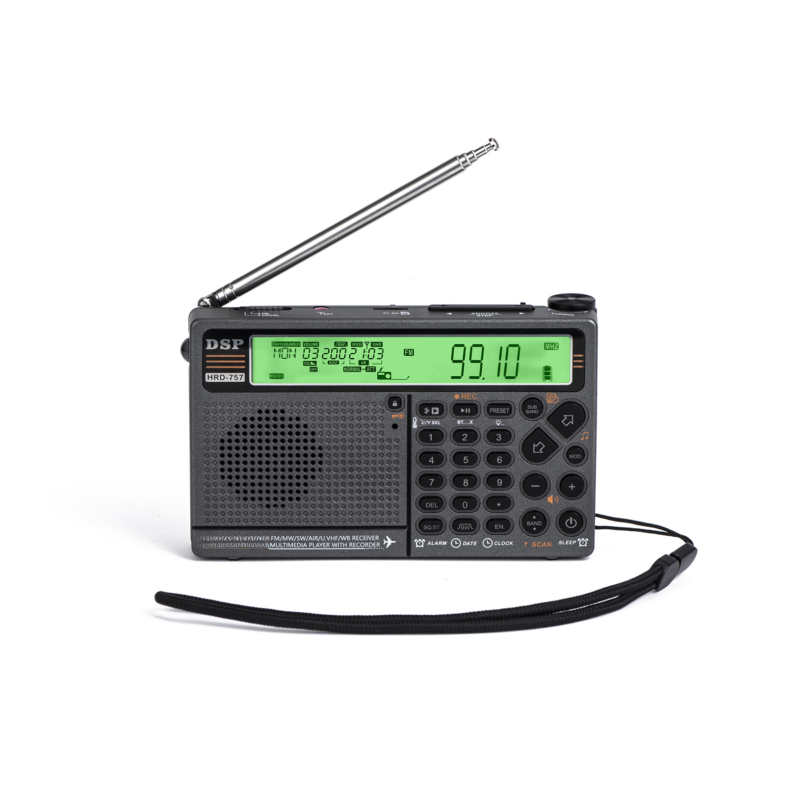 Tragbares Multibandradio (fm, Am, Sw, Wb, Vhf, Uhf) Mit Bluetooth, Tf-kartenleser, Sos-taschenlampe, Ideal Für Camping, Wandern Und Reisen