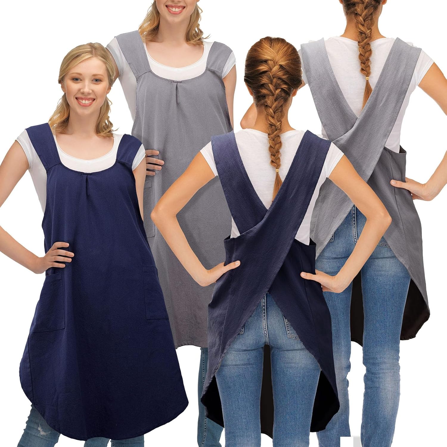 Atmungsaktive Gartenschürze Für Damen Mit Gekreuztem Rückenausschnitt, Ideal Für Floristen, Lockere Passform Mit Bequemen Trägern, X-förmiger Schnitt