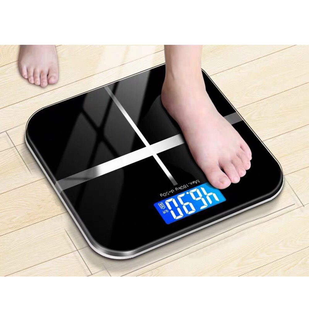 Digitale Badezimmerwaage 180 Kg – Badezimmerwaage Aus Gehärtetem Glas Mit Hintergrundbeleuchtetem Lcd-display Für Zuhause