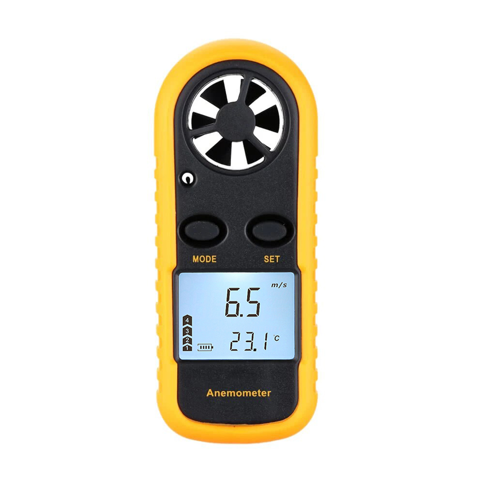 Tragbares Digitales Lcd-anemometer Mit Thermometer, Windgeschwindigkeitsanzeige (±5 % Genauigkeit) Und Temperaturanzeige (±2 °c) Für Wandern Und Angeln