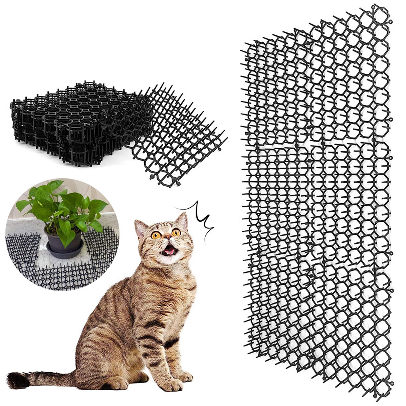 12er-pack Abwehrmatten Für Katzen Und Hunde, Geeignet Für Drinnen Und Draußen. Mit Kunststoffspitzen, Um Tiere Fernzuhalten Und Pflanzen Zu Schützen.