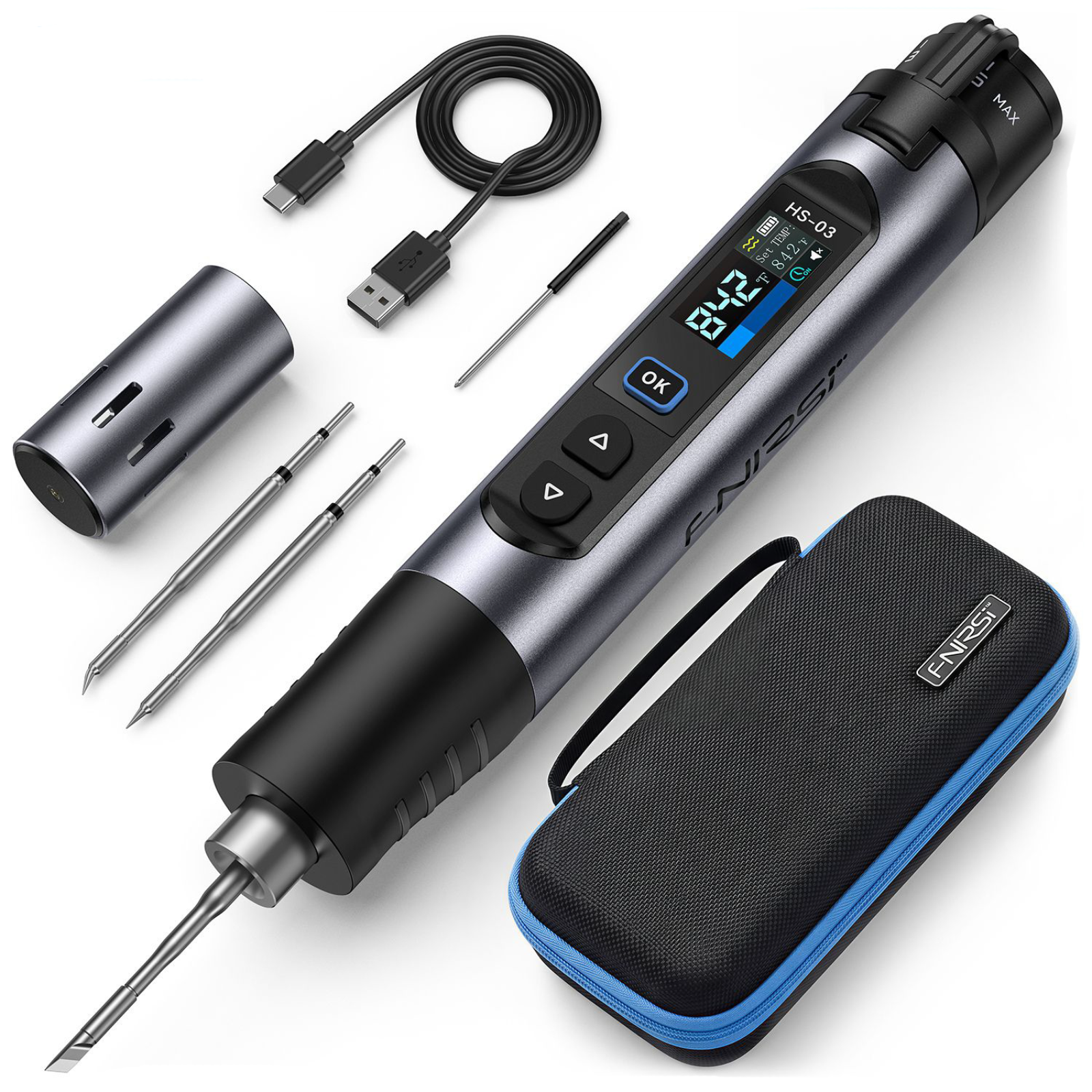 2600-mah-usb-c-akku-lötpistole Mit Schnellheizfunktion (100–450 °c), Pid-regelung Und Ips-display Für Elektronikreparaturen