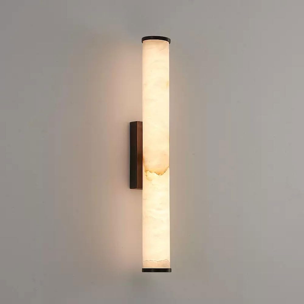 Schlichte Wandleuchte In Steinoptik – Zylindrische Led-lampe Für Schminktisch, Wohnzimmer, Schlafzimmer, Flur, Festverdrahtung, Schwarz (50 Cm)